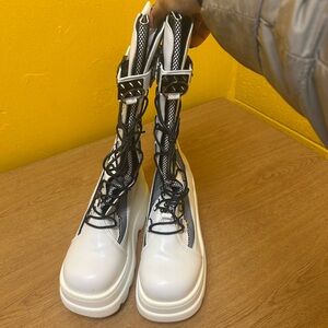 Demonia like Stylish White and Black Women's Boots